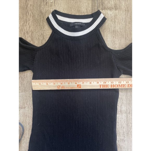 Forever 21 Ribbed Open Shoulder Mini Dress S Red Swing Dress S Old Navy Black - Picture 6 of 12